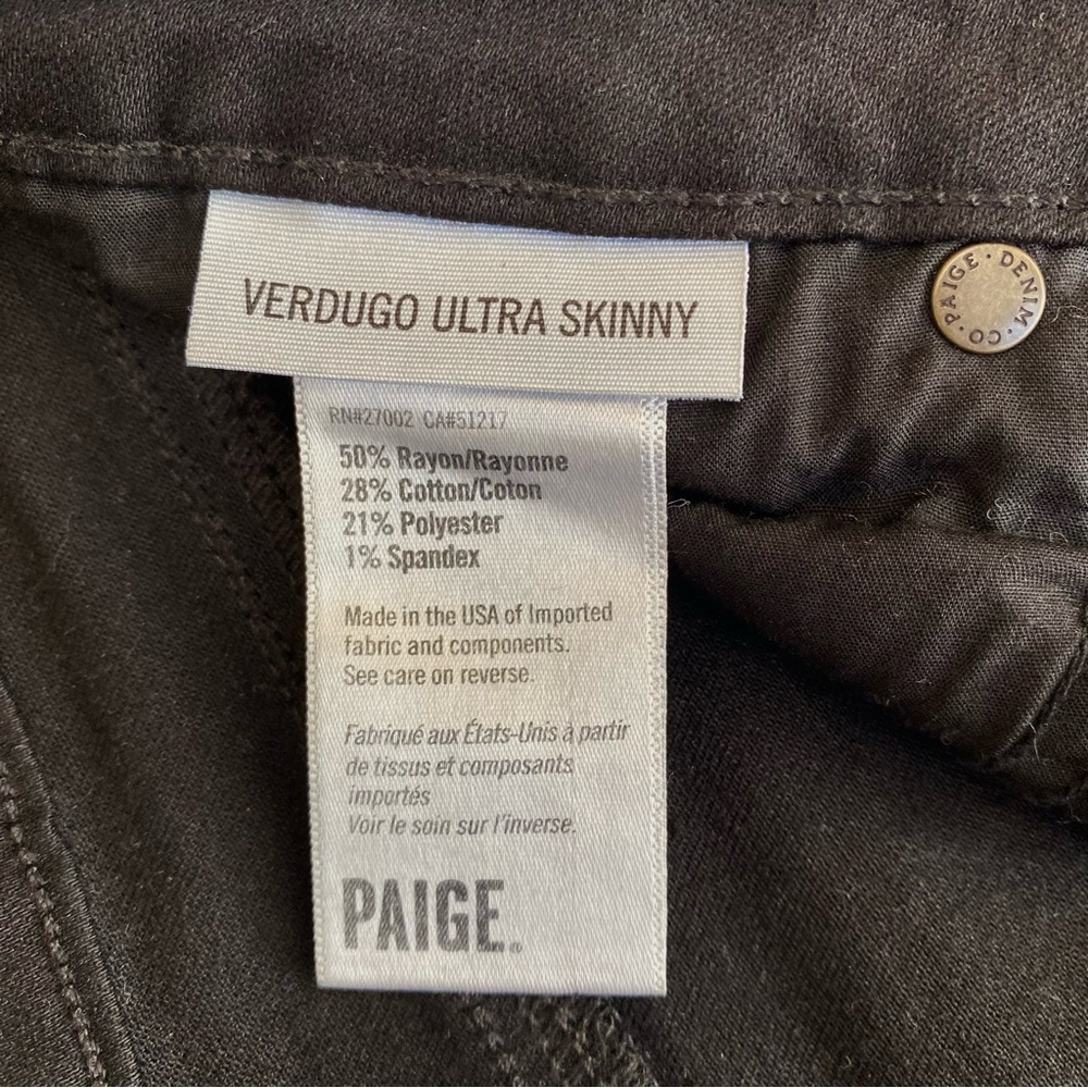 Paige Verdugo Ultra Skinny Overdye Jeans in Black, Size 30 - Picture 9 of 10